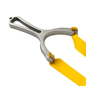 Orange High Quality Metal Powerful Slingshot Outdoor Hunting Bow Catapult with Flat Rubber Band
