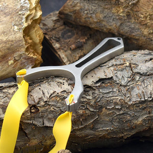 Dark Slate Gray High Quality Metal Powerful Slingshot Outdoor Hunting Bow Catapult with Flat Rubber Band