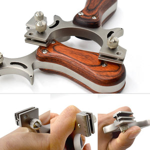 Rosy Brown High quality strong stainless steel and solid wood hunting outdoor shooting slingshot set