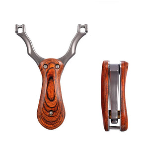 Sienna Wood Patch Folding Stainless Steel Slingshot MARKSMAN