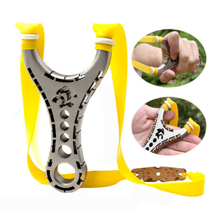 Goldenrod Colored Rope Wrapped Tie-Free Stainless Steel Slingshot MARKSMAN