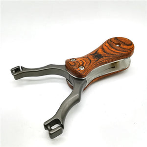 Dark Olive Green Wood Patch Folding Stainless Steel Slingshot MARKSMAN