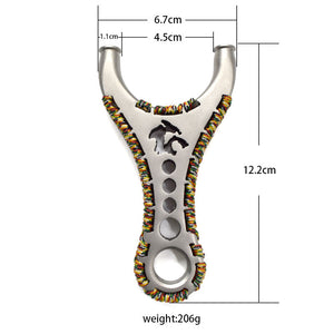 Gray Colored Rope Wrapped Tie-Free Stainless Steel Slingshot MARKSMAN