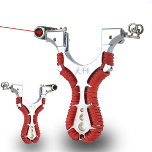 Light Gray Infrared Aiming High Precision Outdoor Shooting Catapult with Flat Rubber Band Outdoor Game Slingshot MARKSMAN