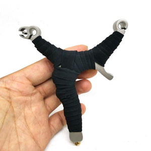 Left And Right Hand Bow Crooked Handle Single Card Fish Catching Card Ball Single Strand Round Leather Stainless Steel Slingshot - INDIAN SLINGSHOT