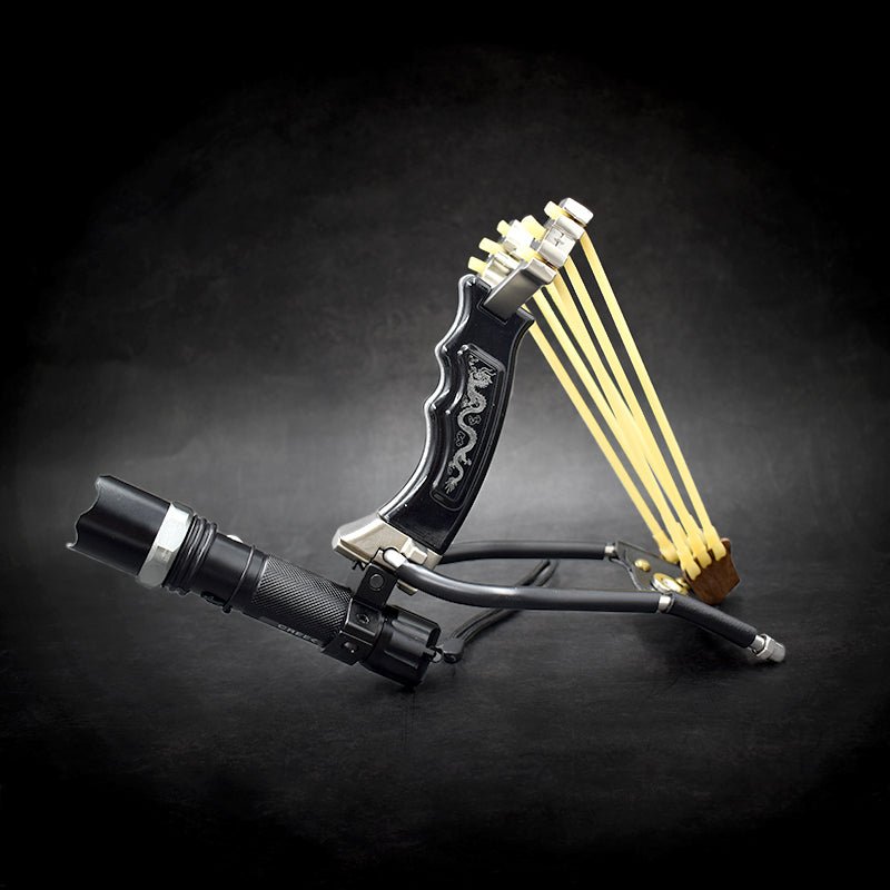 Multifunctional outdoor hunting powerful high quality hunting fish slingshot with flashlight and rubber band - INDIAN SLINGSHOT