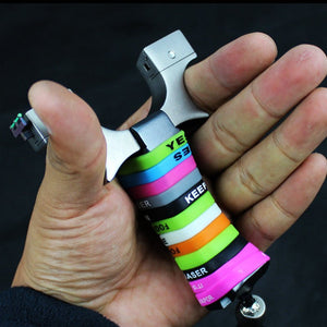 New 440C Stainless Steel Aluminum Handle Clip Flat Leather Slingshot High Back Outdoor Professional Shooting And Hunting - INDIAN SLINGSHOT
