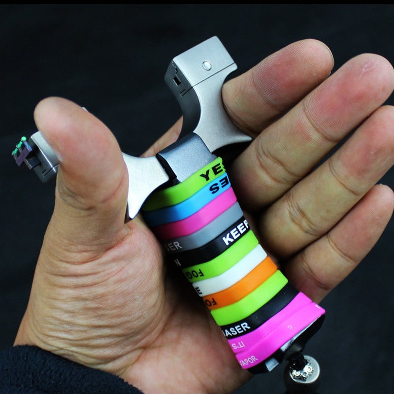 New 440C Stainless Steel Aluminum Handle Clip Flat Leather Slingshot High Back Outdoor Professional Shooting And Hunting - INDIAN SLINGSHOT