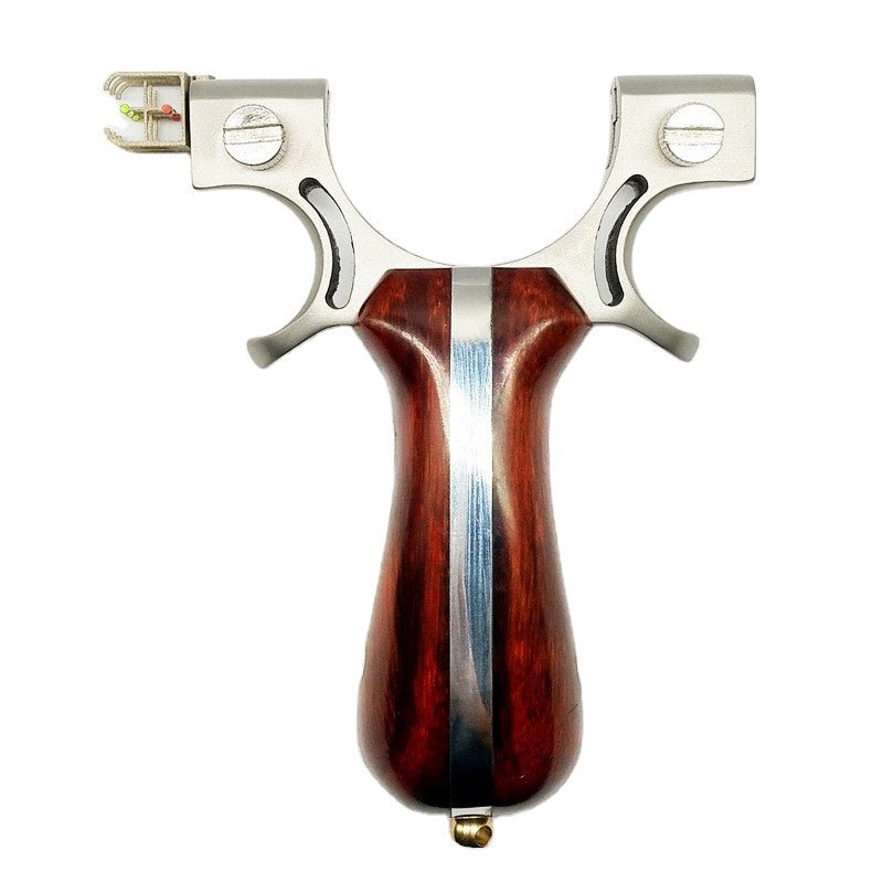 New Product Sandalwood 98K Wire Cutting Fiber Optic Point Flattened Leather Slingshot Outdoor Professional Shooting And Target Shooting - INDIAN SLINGSHOT