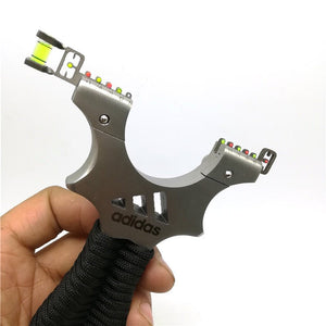New Product Stainless Steel Flat Leather Fast Compression Bow Straight Fiber Optic Sight Level Sight Strapless Slingshot - INDIAN SLINGSHOT