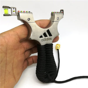 New Product Stainless Steel Flat Leather Fast Compression Bow Straight Fiber Optic Sight Level Sight Strapless Slingshot - INDIAN SLINGSHOT