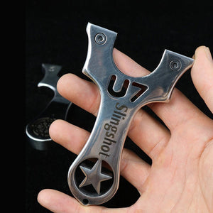 New Slingshot Stainless Steel Foreign Trade U7 Flat Rubber Slingshot Quick Press Outdoor Pentagram Target Shooting Slingshot - INDIAN SLINGSHOT