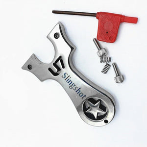 New Slingshot Stainless Steel Foreign Trade U7 Flat Rubber Slingshot Quick Press Outdoor Pentagram Target Shooting Slingshot - INDIAN SLINGSHOT