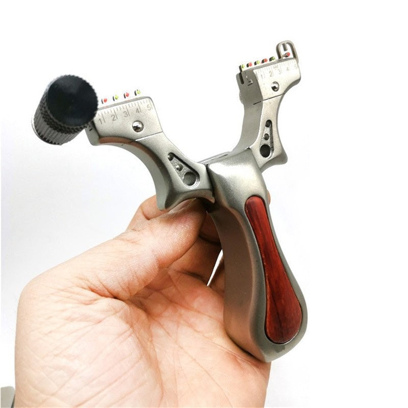 Dark Olive Green New Stainless Steel Infrared Laser Aiming Solid Wood 98K Slingshot Flat Leather Fast Pressing Outdoor Precision toy Slingshot MARKSMAN