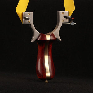 New Titanium Alloy Flat Leather Slingshot Free Binding Camshaft Oblique Red Sandalwood Handle Outdoor Shooting Target Shooting Sports - INDIAN SLINGSHOT