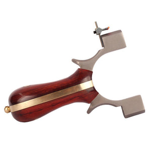 New Titanium Alloy Flat Leather Slingshot Free Binding Camshaft Oblique Red Sandalwood Handle Outdoor Shooting Target Shooting Sports - INDIAN SLINGSHOT