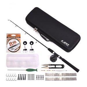 Dark Slate Gray 80cm High Quality Black Solid Ice Fishing Rod Reel Set INDIAN SLINGSHOT