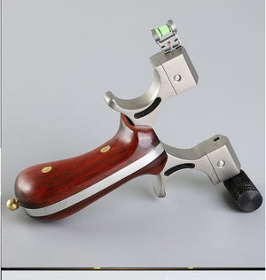 Slingshot 304 Stainless Steel 98K Monofilament Laser Flat Leather Bow Copper Wood Solid Wood Fast Pressure Outdoor Slingshot - INDIAN SLINGSHOT