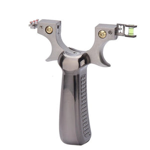 Light Slate Gray Glossy Brown Stainless Steel Fast Press Slingshot MARKSMAN