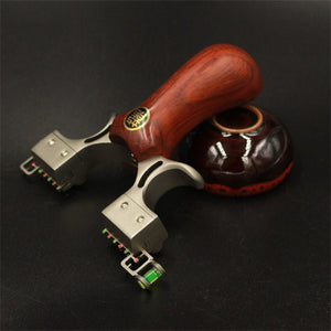 Solid Wood Slingshot Elephant Dragon Stainless Steel Sliding Sight Clip Flat Leather Slingshot Outdoor Competitive Slingshot - INDIAN SLINGSHOT