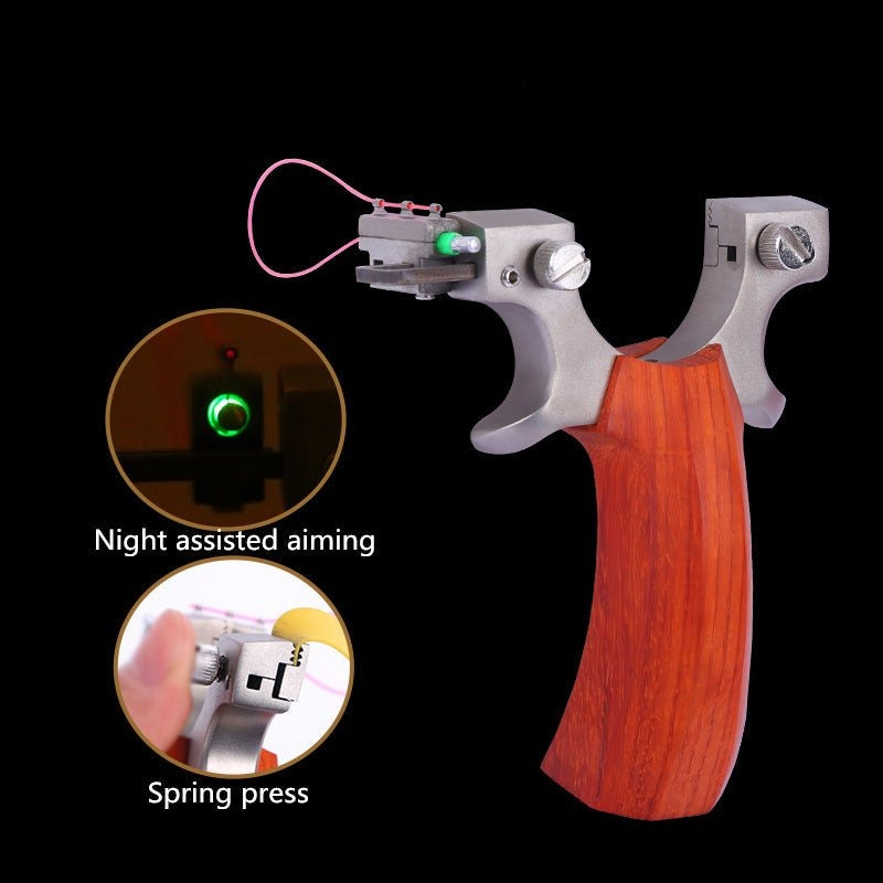 Solid Wood Slingshot Flat Rubber Band Precision Fast Pressing Stainless Steel Light Sight Outdoor Target Shooting Competitive Catapult - INDIAN SLINGSHOT