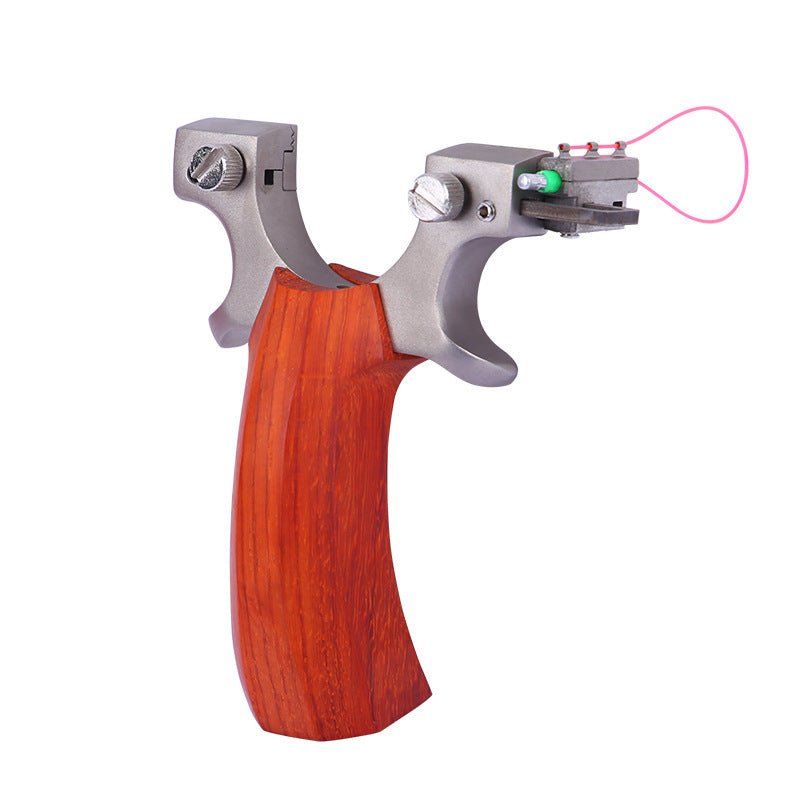 Solid Wood Slingshot Flat Rubber Band Precision Fast Pressing Stainless Steel Light Sight Outdoor Target Shooting Competitive Catapult - INDIAN SLINGSHOT