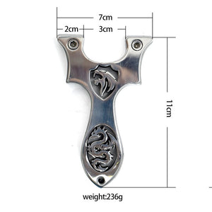 Stainless steel a slingshot hollow carving shooting hunting slingshot dragon and lion pattern - INDIAN SLINGSHOT
