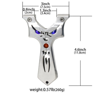 Light Gray Blue Frowning Eyes Stainless Steel Slingshot MARKSMAN