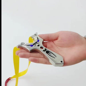 Light Gray Blue Frowning Eyes Stainless Steel Slingshot MARKSMAN