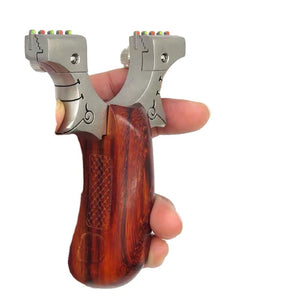Stainless Steel Mini Spirit Beast Slingshot Rhino Horn Rosewood Solid Wood Handle Flat Skin Slingshot Flat Rubber Band - INDIAN SLINGSHOT