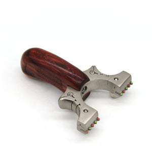 Stainless Steel Mini Spirit Beast Slingshot Rhino Horn Rosewood Solid Wood Handle Flat Skin Slingshot Flat Rubber Band - INDIAN SLINGSHOT