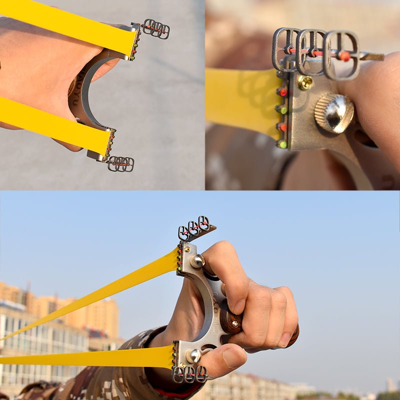 stainless steel wood grain handle convex bottom hunting slingshot outdoor shooting slingshot - INDIAN SLINGSHOT