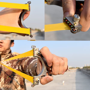 stainless steel wood grain handle convex bottom hunting slingshot outdoor shooting slingshot - INDIAN SLINGSHOT