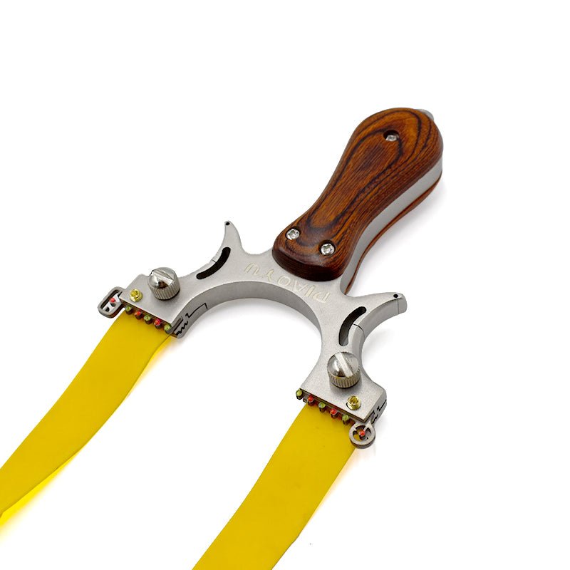 stainless steel wood grain handle convex bottom hunting slingshot outdoor shooting slingshot - INDIAN SLINGSHOT