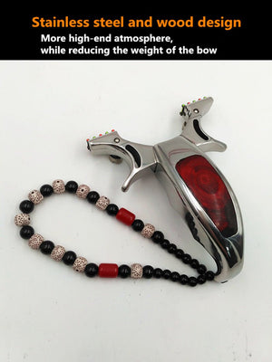 Steel-wood Handle Fast Press Flat Leather Slingshot Fiber Five Consecutive Sight High Competitive Shooting Outdoor Dedicated - INDIAN SLINGSHOT