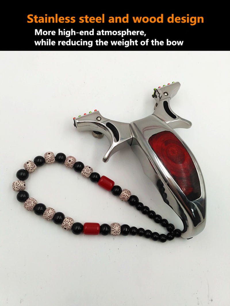 Steel-wood Handle Fast Press Flat Leather Slingshot Fiber Five Consecutive Sight High Competitive Shooting Outdoor Dedicated - INDIAN SLINGSHOT