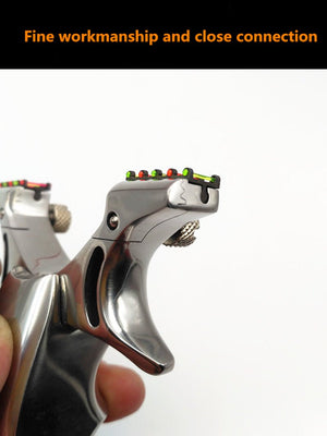 Steel-wood Handle Fast Press Flat Leather Slingshot Fiber Five Consecutive Sight High Competitive Shooting Outdoor Dedicated - INDIAN SLINGSHOT