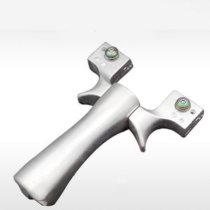 White Smoke TC21 Titanium Metal Flat-Head Slingshot – Tie-Free System with Mobile Support MARKSMAN