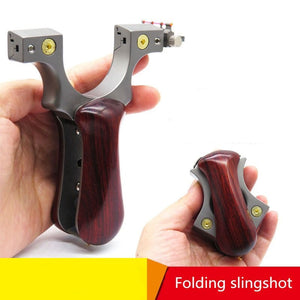 Rosy Brown The New Titanium Alloy Foldable Slingshot Flat Leather Fast Pressure Free Tie Bow Portable Pocket Slingshot Outdoor Catapult SYQT