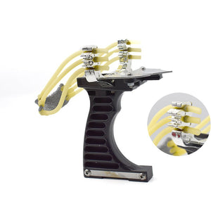 Dark Slate Gray Upgraded Challenger Slingshot Alloy Head Powerful Fish Shooting Slingshot Set with Rubber Band Professional Hunting Catapult