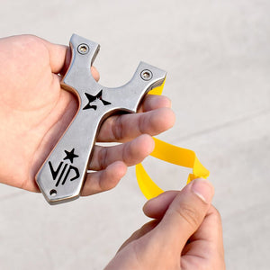 Light Gray Stainless Steel Metal Slingshot Outdoor Hunting Slingshot With Flat Rubber Band Sling shot