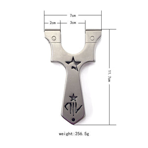 Gray Stainless Steel Metal Slingshot Outdoor Hunting Slingshot With Flat Rubber Band Sling shot