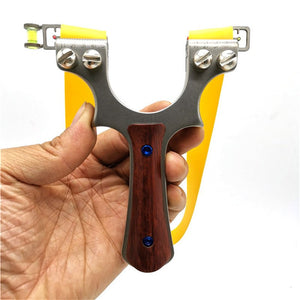 Dark Khaki Which Power Stainless Steel Flat Skin Wood Slingshot Outdoor Fast Extrusion Slingshot Powerful Catapult Precision Shooting