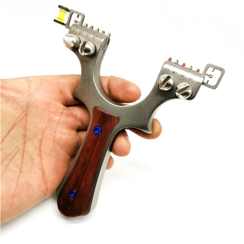 Tan Which Power Stainless Steel Flat Skin Wood Slingshot Outdoor Fast Extrusion Slingshot Powerful Catapult Precision Shooting