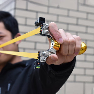 Dark Gray Yellow double screw resin slingshot hunting shooting slingshot portable and durable.