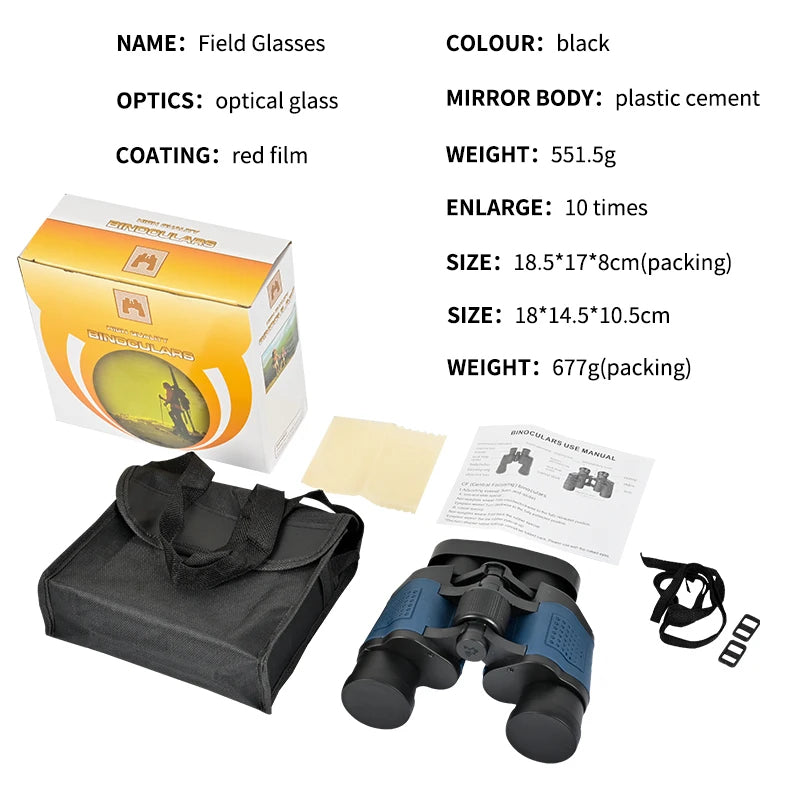 Wheat SPG 10X Field Glasses – High Definition Optical Binoculars SPG