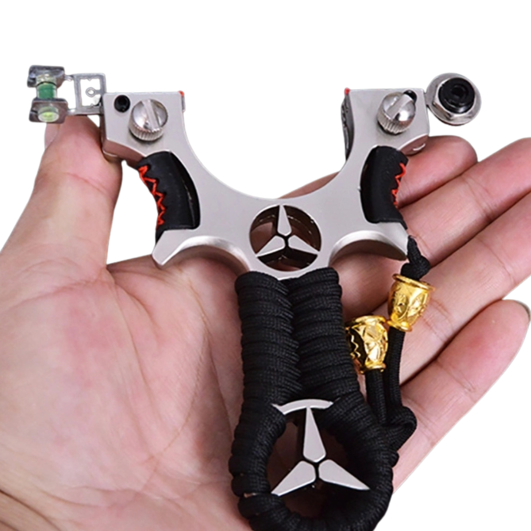 White Smoke Premium Benz Alloy Laser Slingshot – Precision Outdoor Target Shooting Catapult with 250 pieces of mud balls SLINGSTER