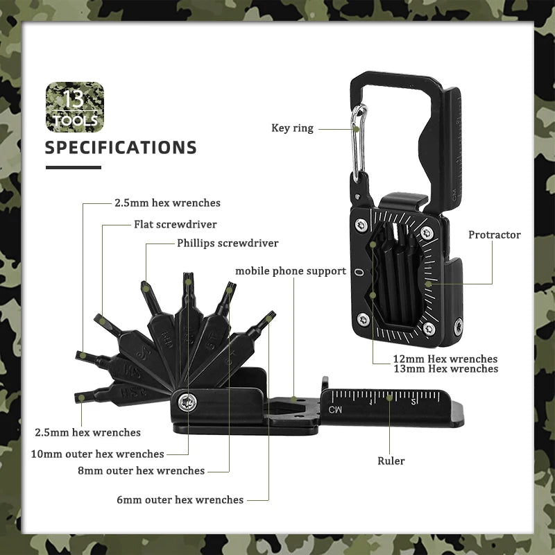 White Smoke 13-in-1 Bicycle Repair EDC Multi Tool | Portable Bike Tool MARKSMAN