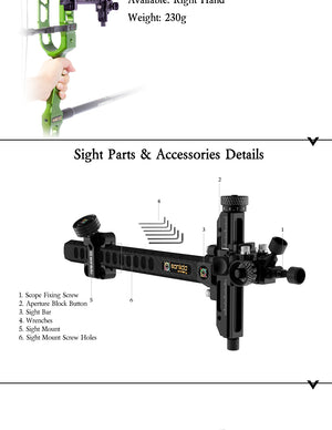 Light Gray Sanlida® Hero 10 II Compound Bow Sight (6/9 Inch) SANLIDA