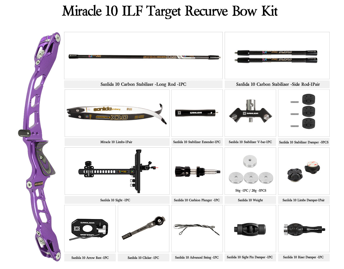 Dark Slate Gray Sanlida® Miracle X10 ILF Target Recurve Bow Kit – Purple Edition SANLIDA